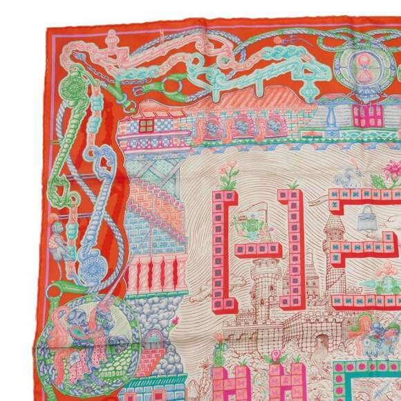 HERMES Red Silk Scarf - Picture 7 of 11